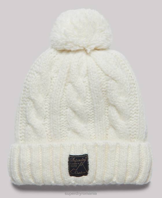 Superdry beanie din tweed cablu accesorii alb femei JX0Z4295