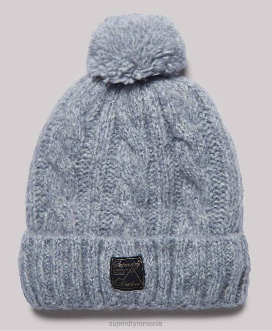 Superdry beanie din tweed cablu accesorii gri femei JX0Z4297