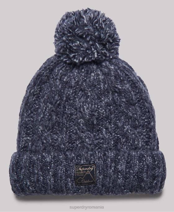Superdry beanie din tweed cablu accesorii marina femei JX0Z4293
