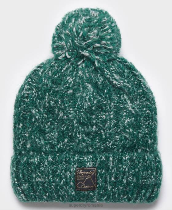 Superdry beanie din tweed cablu accesorii verde femei JX0Z4312