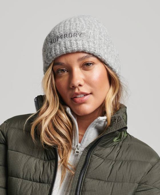 Superdry beanie esențială cu nervuri accesorii argint femei JX0Z4238