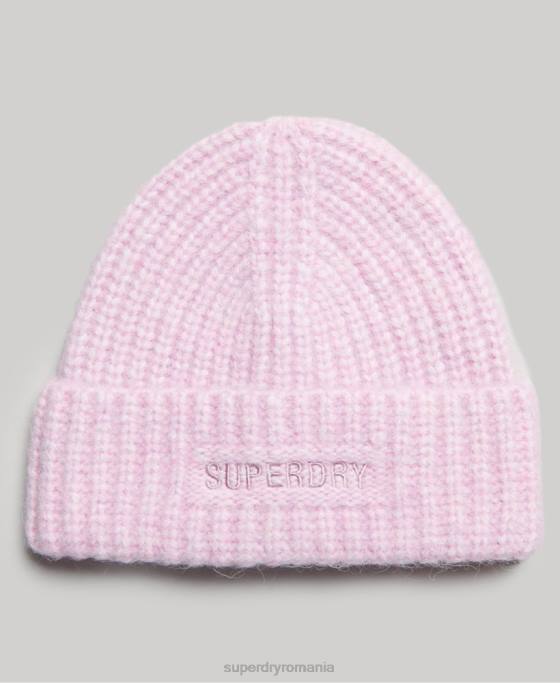 Superdry beanie esențială cu nervuri accesorii roz femei JX0Z4224