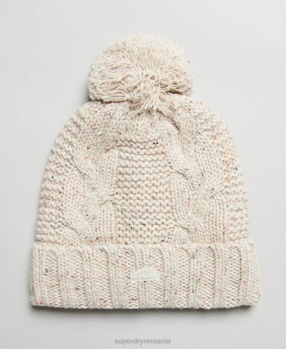 Superdry căciuliță din tricot cu cablu accesorii bej femei JX0Z4261