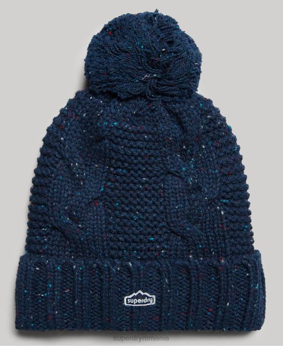Superdry căciuliță din tricot cu cablu accesorii marina femei JX0Z4257