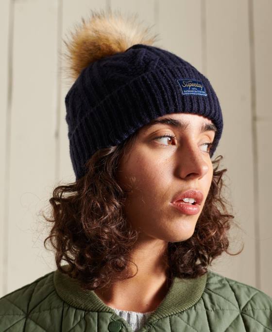Superdry cablu lux beanie accesorii marina femei JX0Z4284