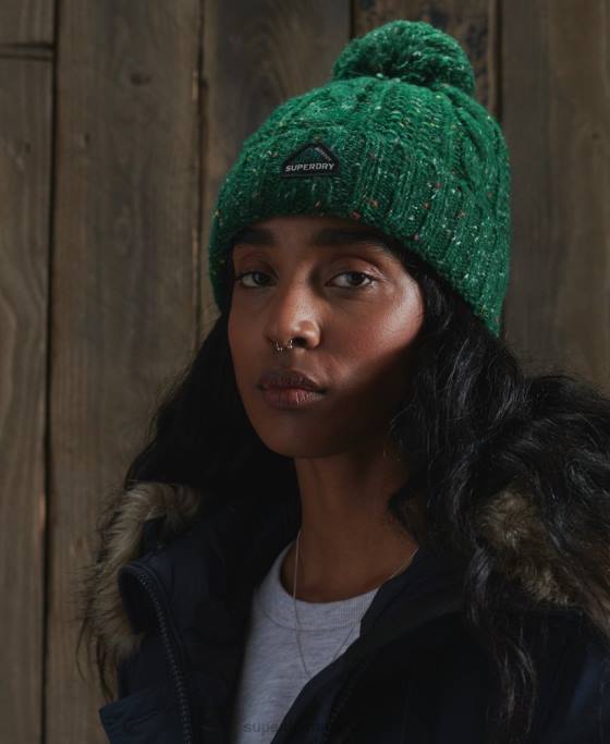 Superdry gracie cable beanie accesorii verde femei JX0Z4321
