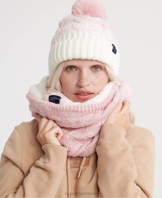 Superdry cablu clarrie snood accesorii roz femei JX0Z4333
