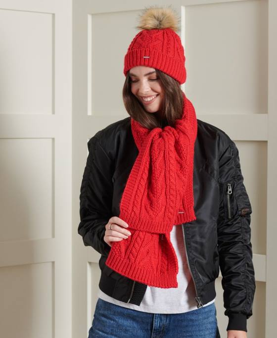 Superdry eșarfă de cablu lannah accesorii roșu femei JX0Z4323