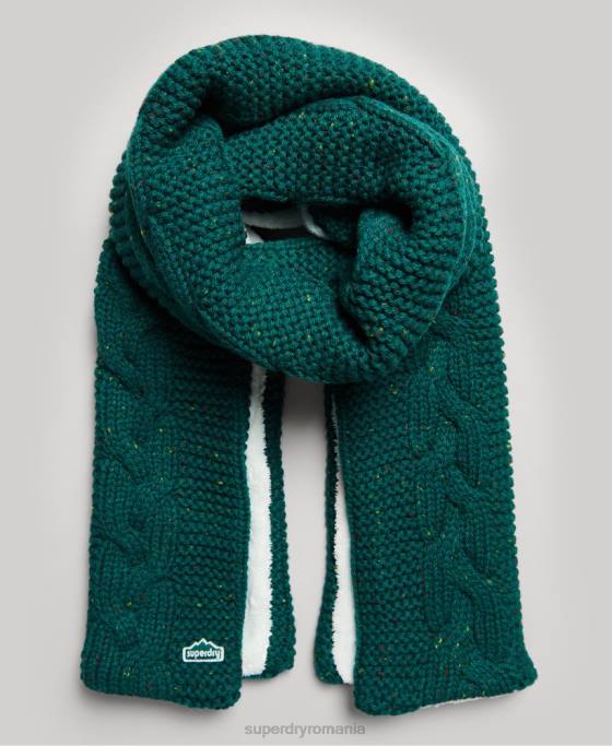 Superdry eșarfă tricot cablu accesorii verde femei JX0Z4254