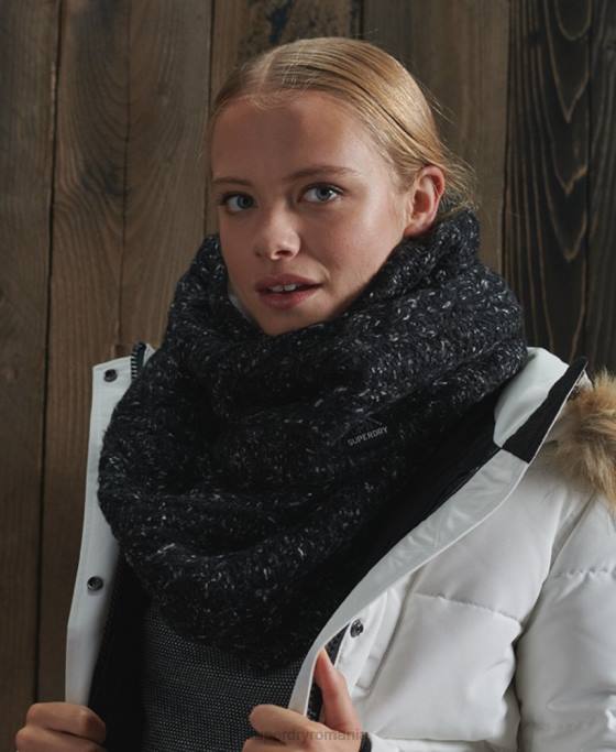 Superdry gracie cable snood accesorii negru femei JX0Z4326