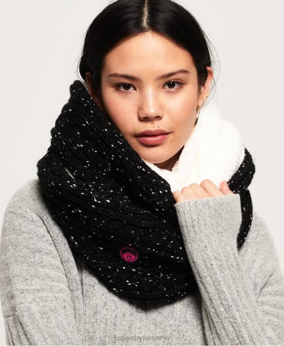 Superdry gracie cable snood accesorii negru femei JX0Z4334