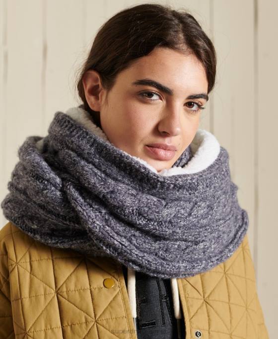 Superdry snood de cablu din tweed accesorii marina femei JX0Z4302