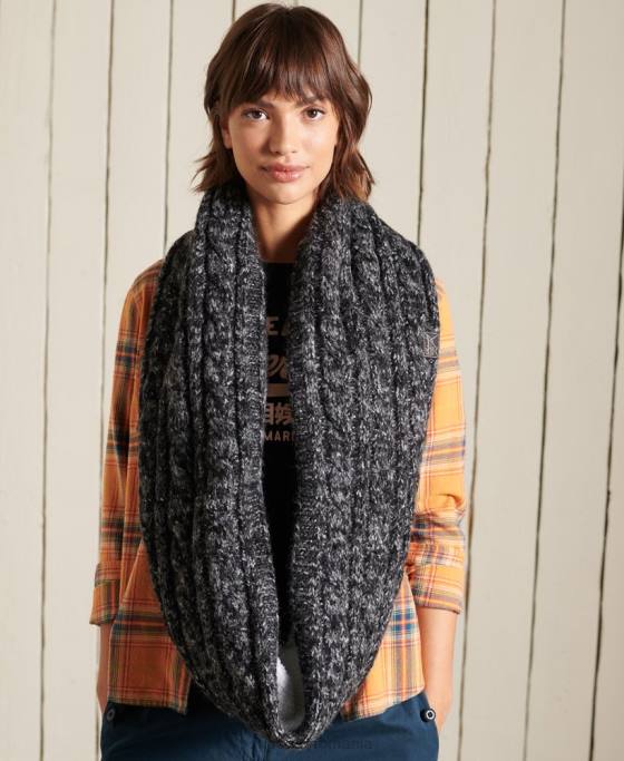 Superdry snood de cablu din tweed accesorii negru femei JX0Z4299