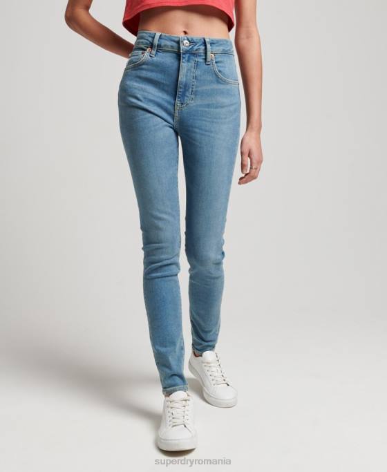 Superdry blugi skinny din denim cu talie mare din bumbac organic îmbrăcăminte albastru femei JX0Z3880