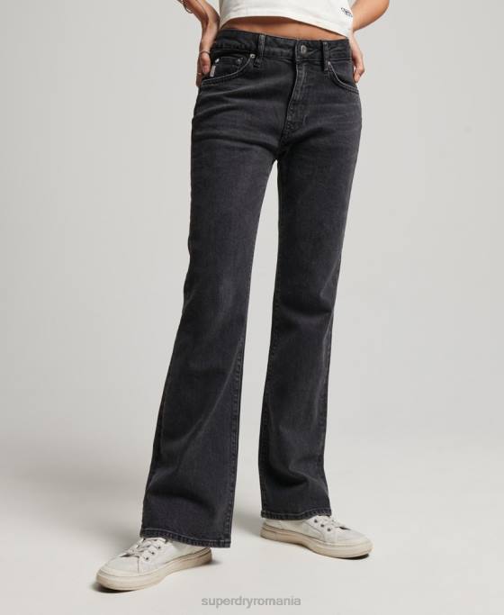 Superdry blugi slim flare din bumbac organic cu talie medie îmbrăcăminte negru femei JX0Z3876