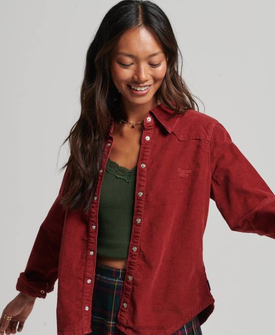 Superdry cămașă western cu șnur îmbrăcăminte roșu femei JX0Z3062