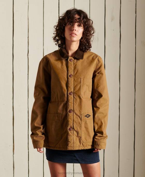 Superdry supracămașă supradimensionată în amestec utilitar îmbrăcăminte maro femei JX0Z5479