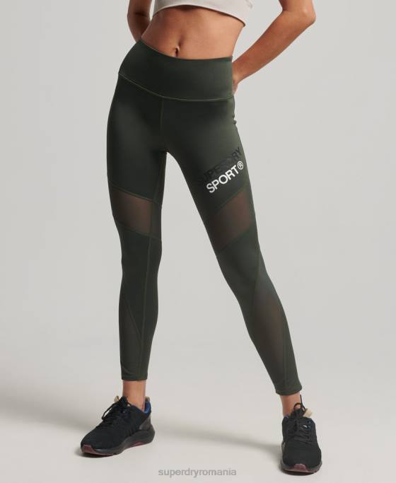 Superdry legging de antrenament 7/8 plasă îmbrăcăminte verde femei JX0Z4078