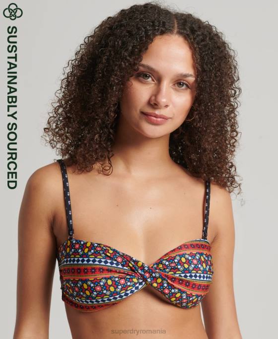 Superdry Top de bikini tip bandeau cu răsucire vintage îmbrăcăminte multi femei JX0Z6636