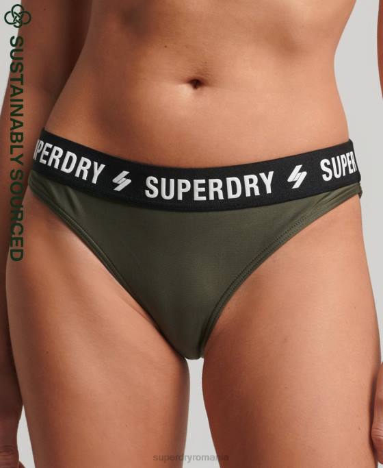 Superdry slip de bikini elastic reciclat îmbrăcăminte kaki femei JX0Z3231