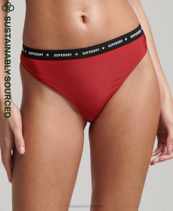 Superdry slip de bikini micro elastic reciclat îmbrăcăminte roșu femei JX0Z3237