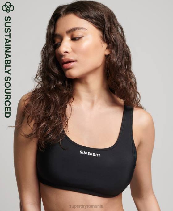 Superdry top de bikini esențial îmbrăcăminte negru femei JX0Z3245