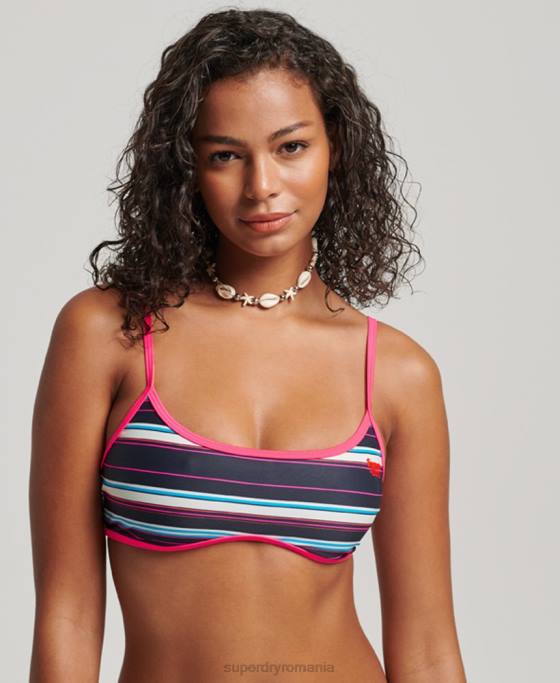 Superdry top de bikini reciclat în dungi îmbrăcăminte multi femei JX0Z3214