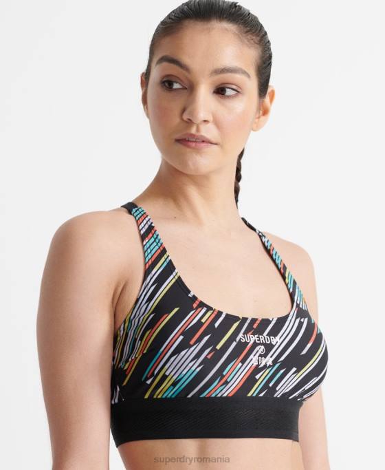 Superdry top de bikini sport volei îmbrăcăminte negru femei JX0Z6353