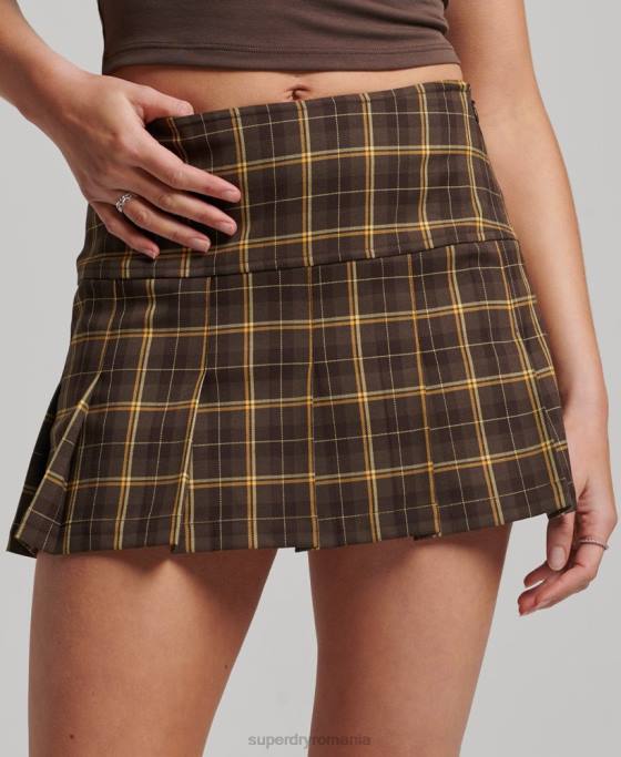 Superdry Fusta din carouri cu 1/2 pliuri îmbrăcăminte maro femei JX0Z4124