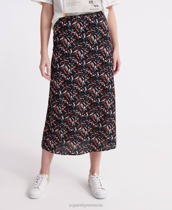 Superdry fustă midi canyon îmbrăcăminte albastru femei JX0Z4165