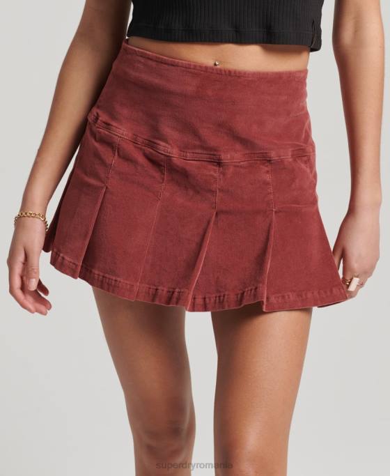 Superdry fustă mini plisată cu snur vintage îmbrăcăminte roșu femei JX0Z4139