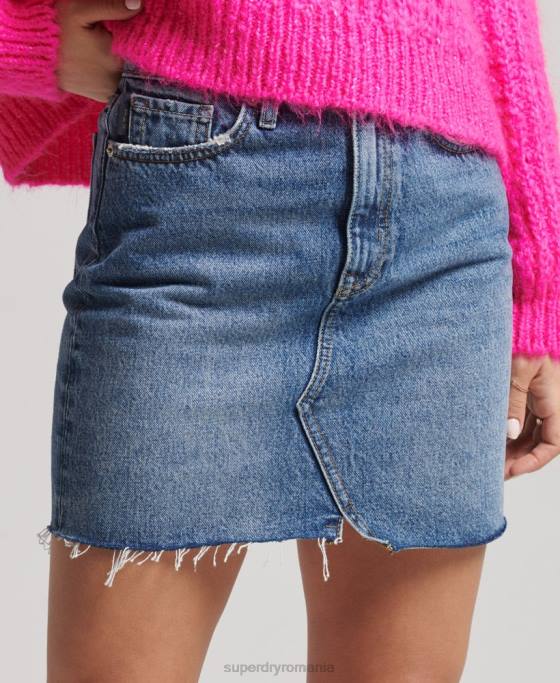 Superdry fusta mini denim îmbrăcăminte albastru femei JX0Z6739