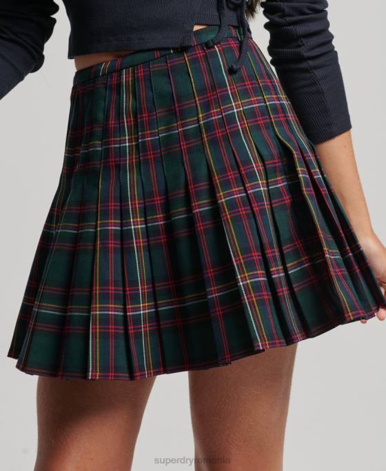 Superdry fusta mini verificata îmbrăcăminte verde femei JX0Z4150