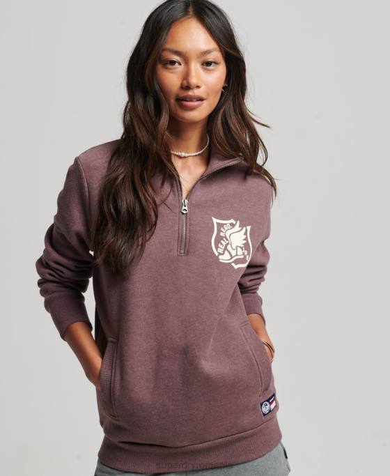 Superdry Top supradimensionat de atletism cu jumătate de fermoar îmbrăcăminte roșu femei JX0Z6043