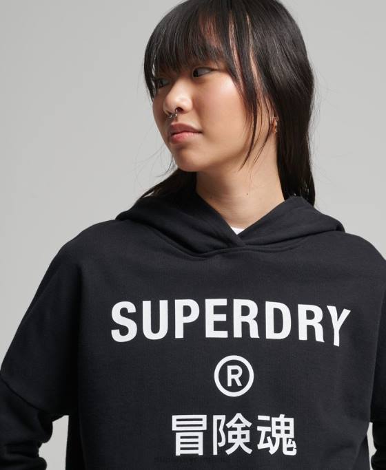 Superdry cod core sport crop box hanorac îmbrăcăminte negru femei JX0Z5862