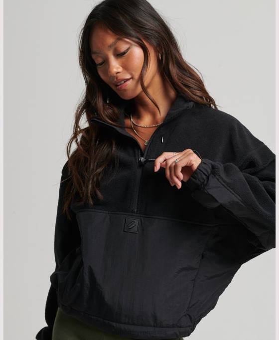 Superdry fleece hibrid tech îmbrăcăminte negru femei JX0Z5756
