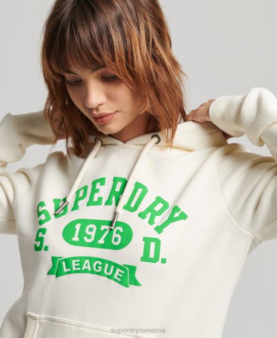 Superdry hanorac atletic de epocă îmbrăcăminte alb femei JX0Z3294