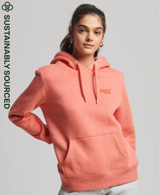 Superdry hanorac brodat cu logo vintage din bumbac organic îmbrăcăminte coral femei JX0Z3385