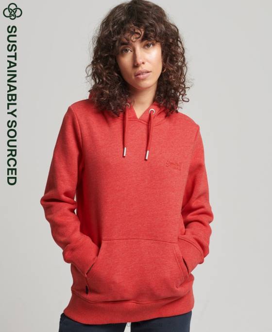 Superdry hanorac brodat cu logo vintage din bumbac organic îmbrăcăminte roșu femei JX0Z6679