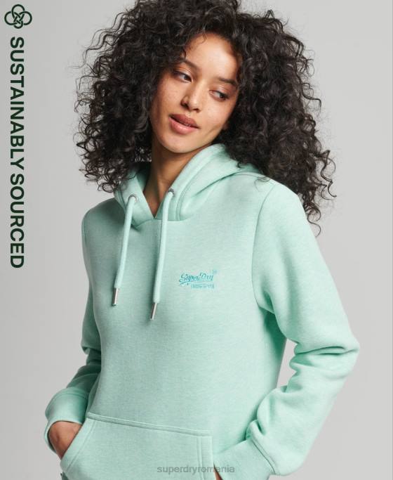 Superdry hanorac brodat cu logo vintage din bumbac organic îmbrăcăminte verde femei JX0Z3422