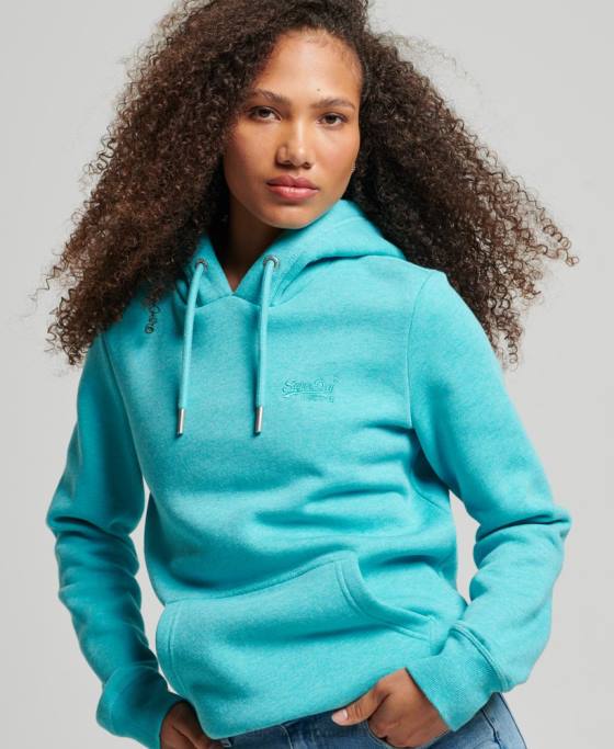 Superdry hanorac brodat cu logo vintage îmbrăcăminte albastru deschis femei JX0Z3437