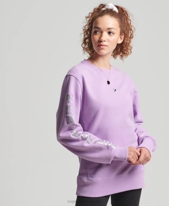 Superdry hanorac cod liniar loose crew îmbrăcăminte Violet femei JX0Z6016