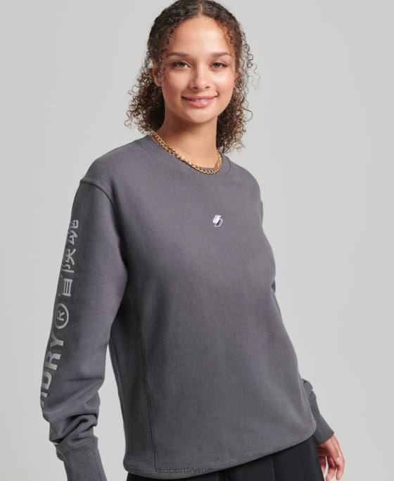 Superdry hanorac cod liniar loose crew îmbrăcăminte gri inchis femei JX0Z5899