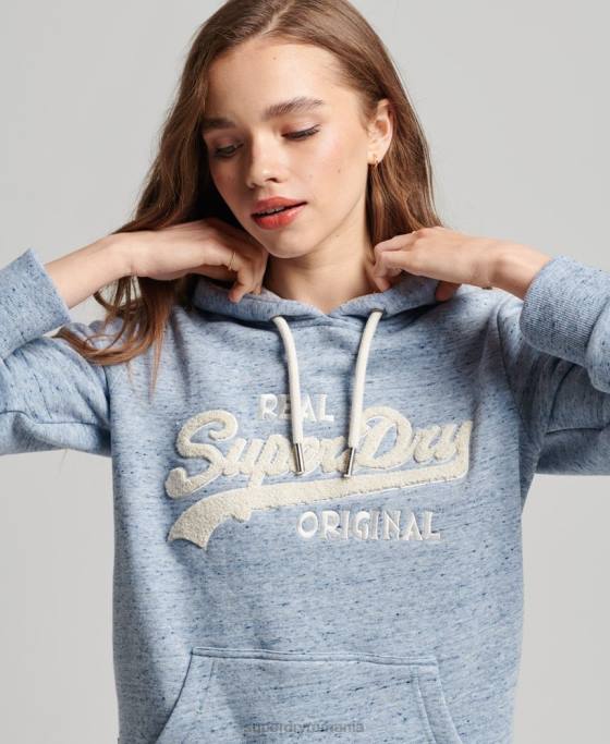 Superdry hanorac colegial cu logo vintage îmbrăcăminte albastru deschis femei JX0Z2320