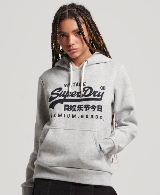 Superdry hanorac colegial cu logo vintage îmbrăcăminte gri femei JX0Z2317