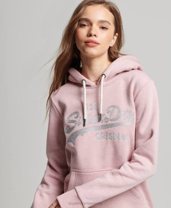 Superdry hanorac colegial cu logo vintage îmbrăcăminte roz femei JX0Z2276