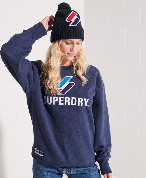 Superdry hanorac crew aplicat cu logo îmbrăcăminte albastru femei JX0Z3504