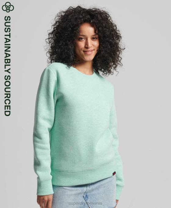 Superdry hanorac crew vintage din bumbac organic îmbrăcăminte verde femei JX0Z5855