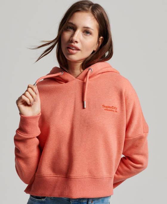 Superdry hanorac crop cu logo vintage îmbrăcăminte coral femei JX0Z3366