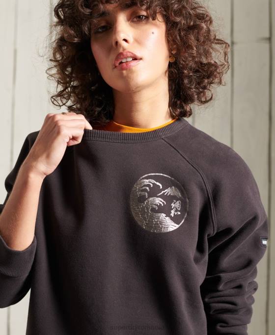 Superdry hanorac cu bandă boemă îmbrăcăminte negru femei JX0Z6118